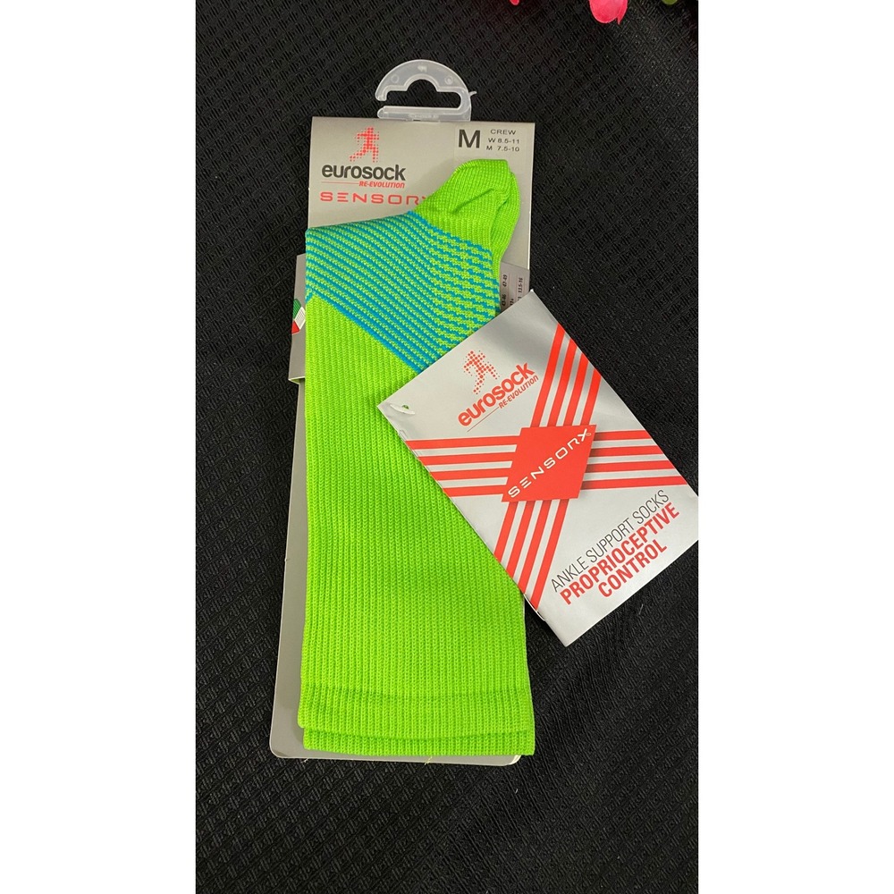 Eurosock Sensory Crew Compression Socks Green Turquoise Size Medium NWT 41802